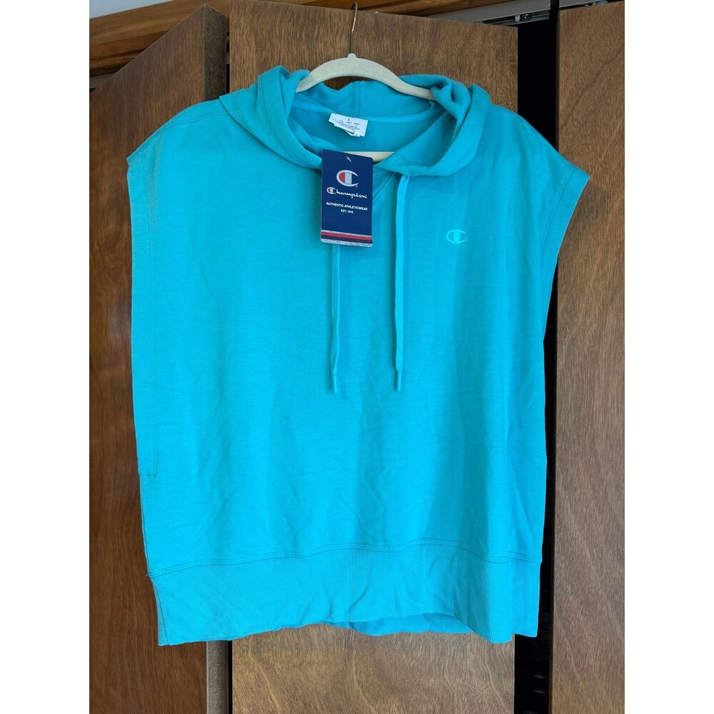 Men’s Champion Reverse Weave Sleeveless Hoodie Sz. Large NWT Teal
